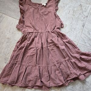 Dusty rose linen cottagecore dress s